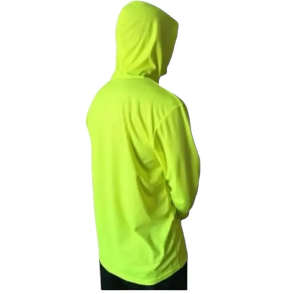 ProtectX Mens Long Sleeve Hoodie Neon Green‎ High Visibility Sun Protection Size